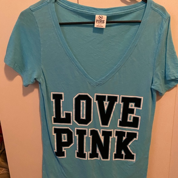 PINK Victoria's Secret Tops - VS pink turquoise vneck shirt